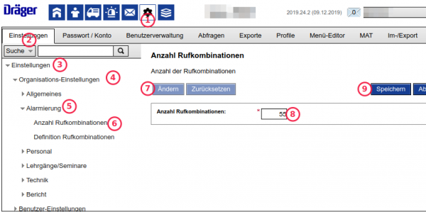DME: Anzahl der Rufkombinationen vorgeben