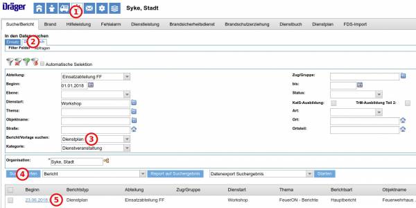 Dienst im Dienstplan suchen Dienst im Dienstplan suchen